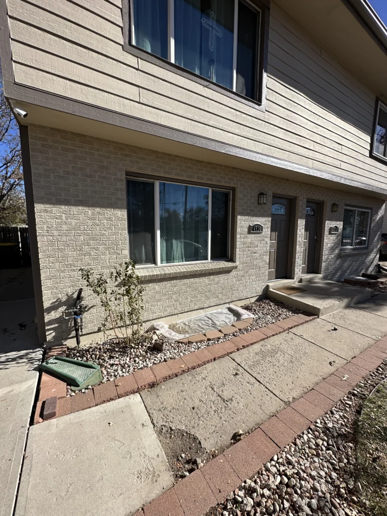 Painted brick home exterior