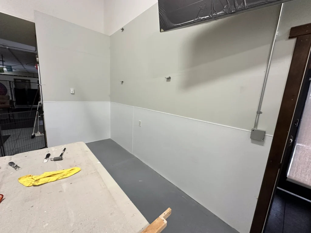 Fibre Reinforced Panel (FRP) installation in a commercial kitchen